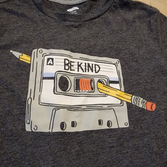 Old Navy Boys Size L (10-12) Gray Graphic Retro Be Kind Rewind Short Sleeve Tee - Picture 2 of 6
